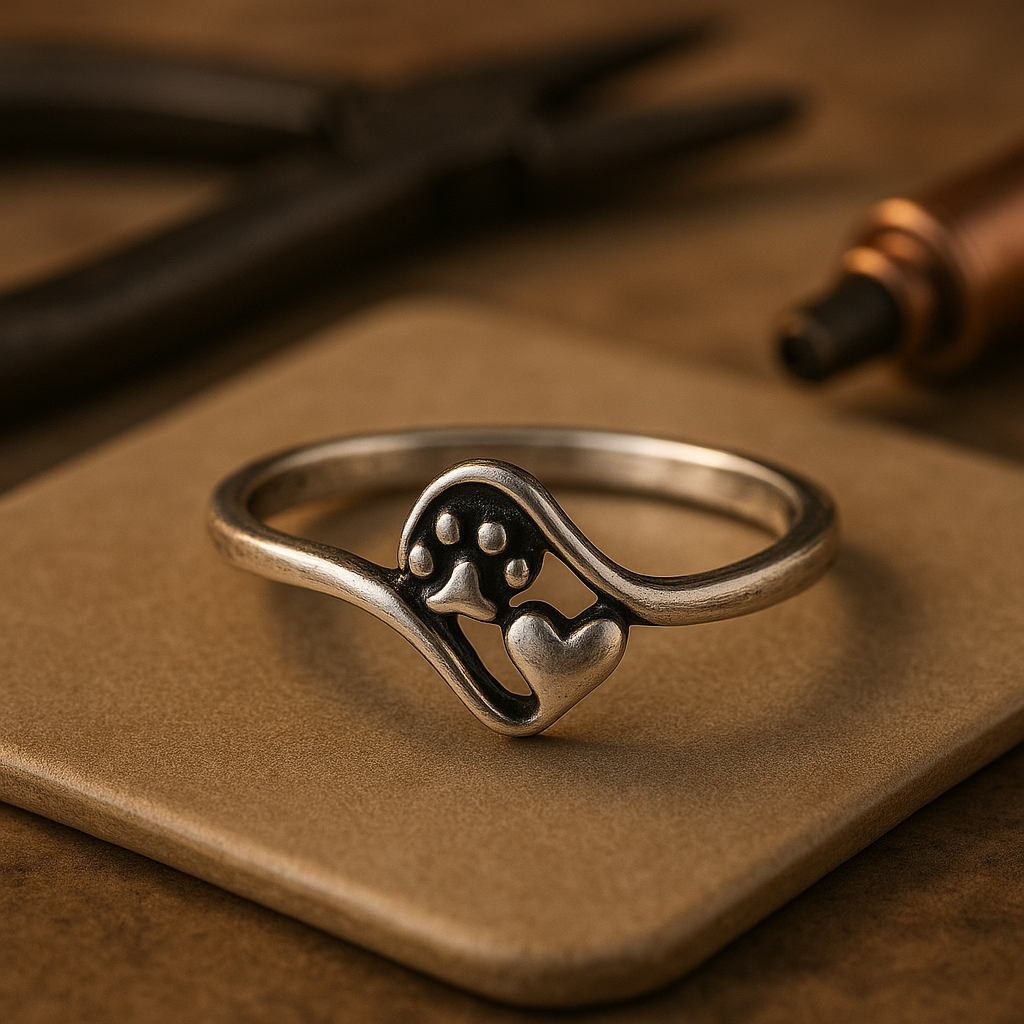 Vintage pote- og hjertering i sterlingsølv