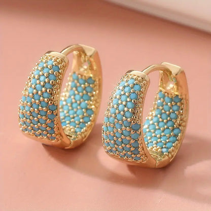 Gylden Turkis Beaded Kreoler | Guld
