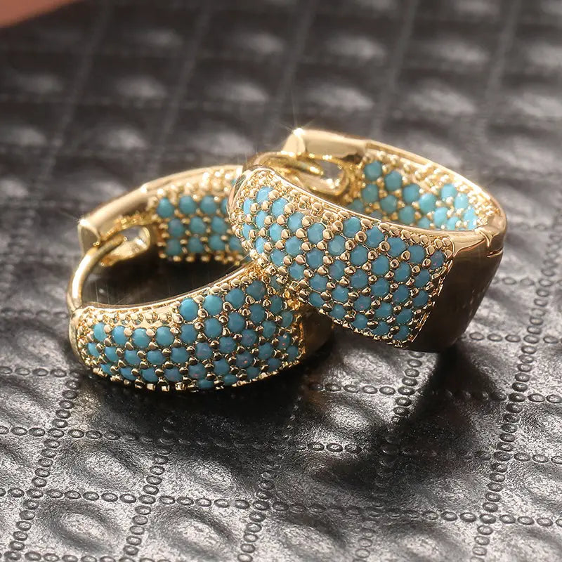 Gylden Turkis Beaded Kreoler | Guld