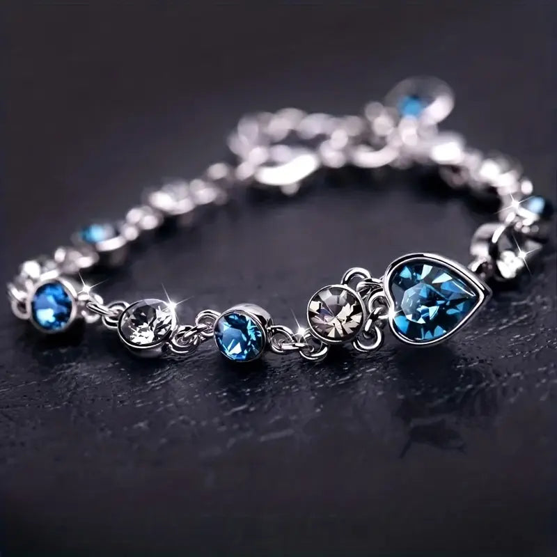 Ocean Heart Glow Armbånd | Hvidguld