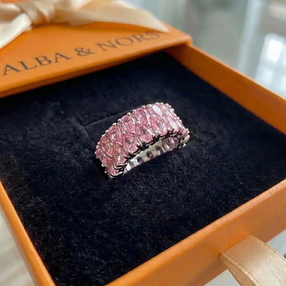 Blush Cascade Eternity Ring | Hvidguld