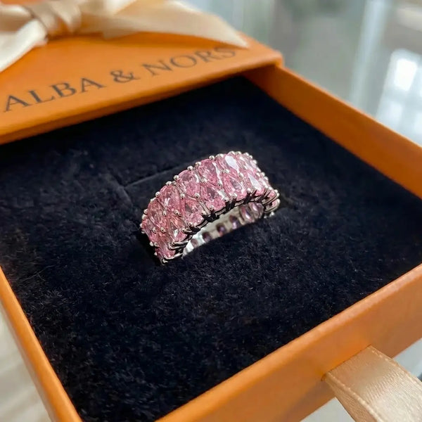 Blush Cascade Eternity Ring | Hvidguld