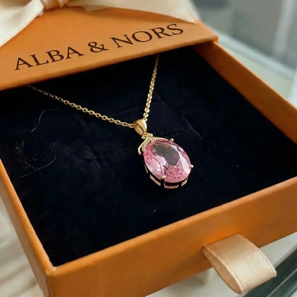 Pink Safir Imperial Oval Halskæde | Guld
