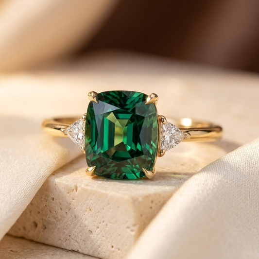 Guld Cushion Solitaire Ring