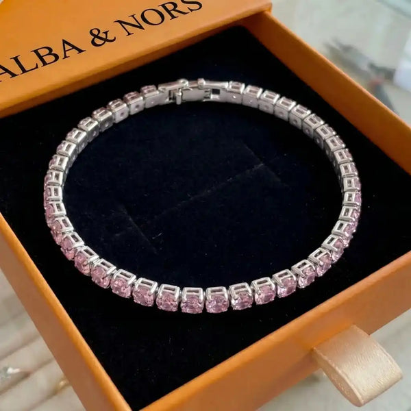 Pink Safir Tennisarmbånd | Hvidguld