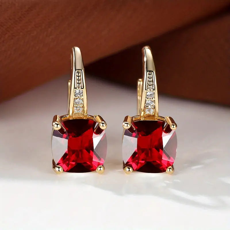 Mystic Sapphire Stone Hoop Earrings | Guld