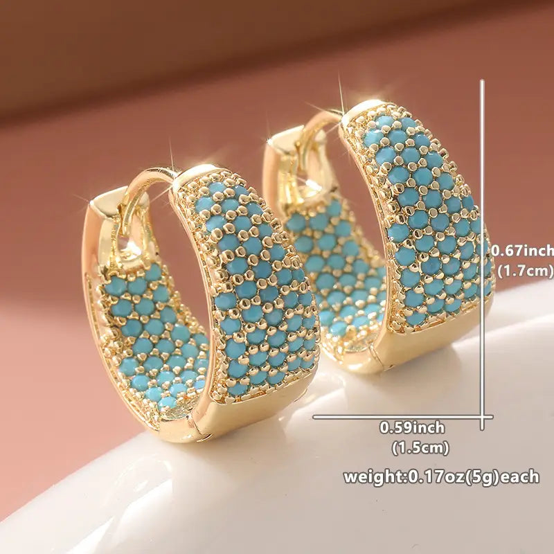 Gylden Turkis Beaded Kreoler | Guld