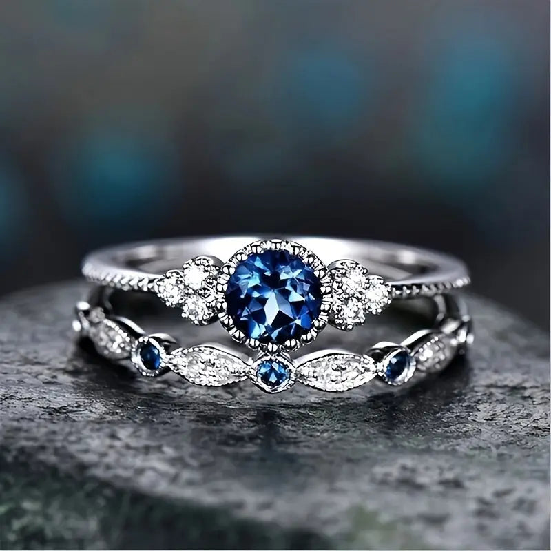 Sapphriel Crown Ringsæt | Hvidguld