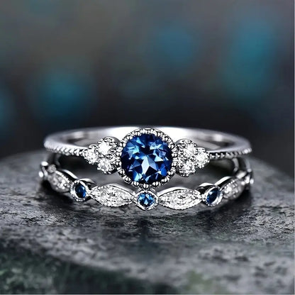 Sapphriel Crown Ringsæt | Hvidguld