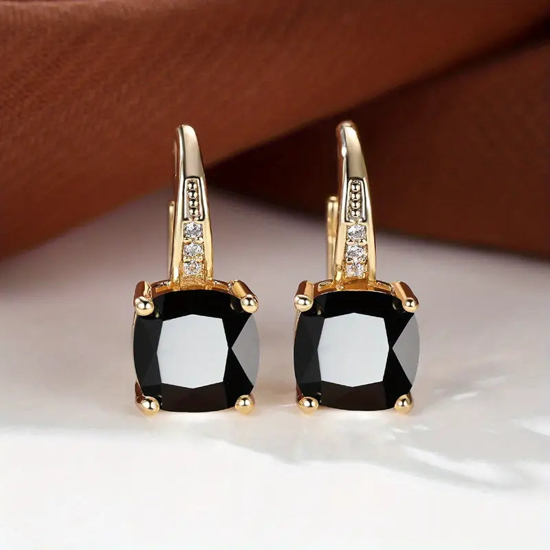 Mystic Sapphire Stone Hoop Earrings | Guld