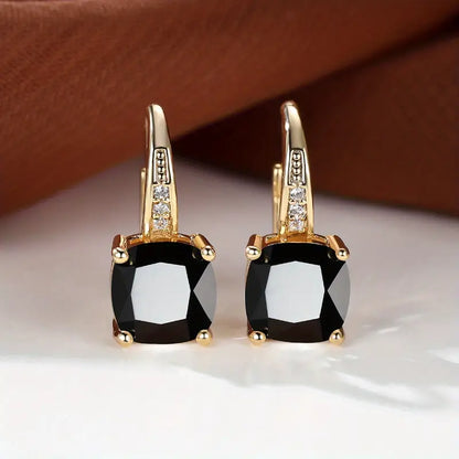 Mystic Sapphire Stone Hoop Earrings | Guld