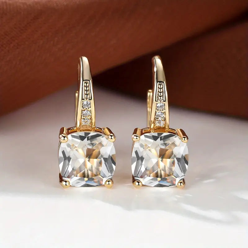 Mystic Sapphire Stone Hoop Earrings | Guld