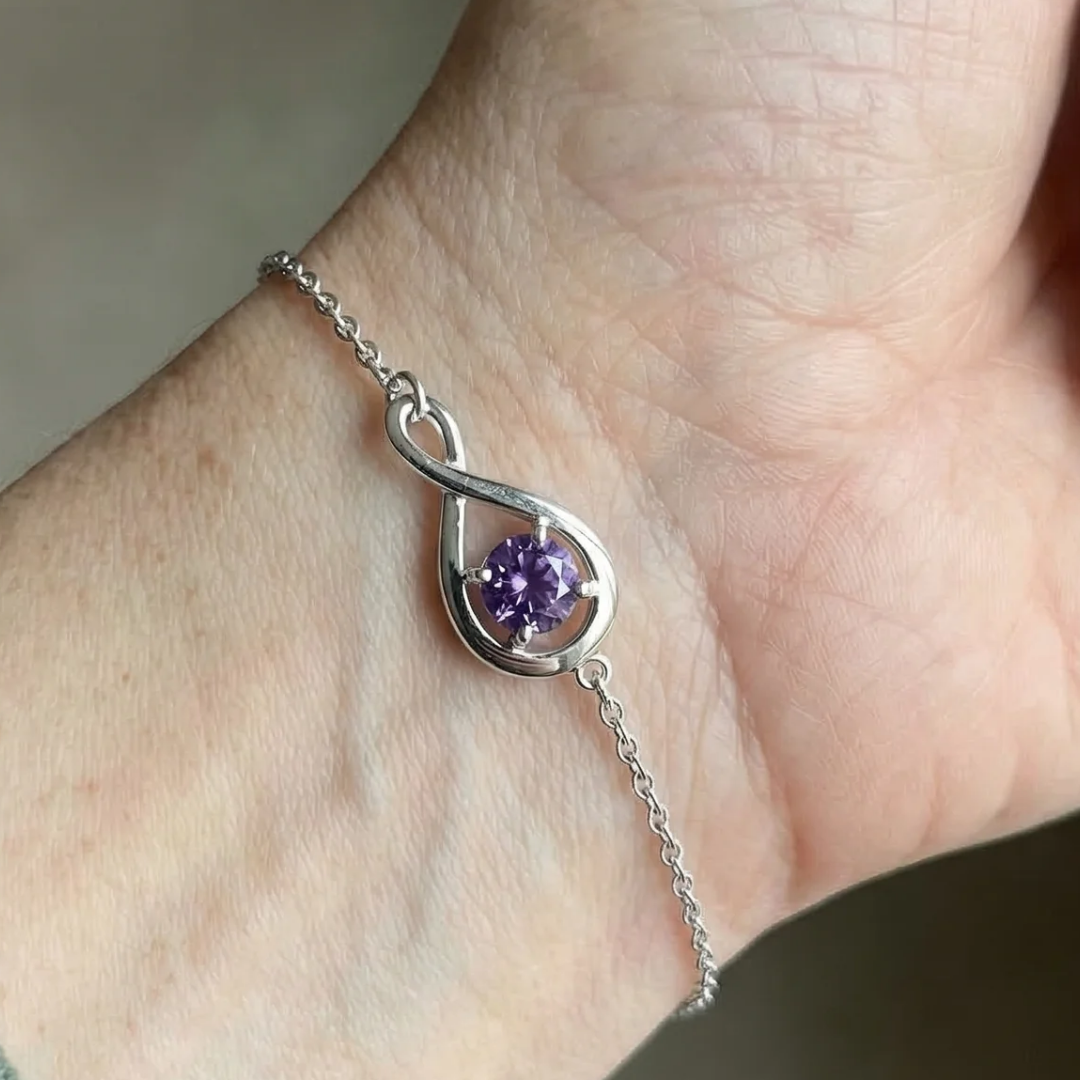 Ametyst Infinity Armbånd | Hvidguld