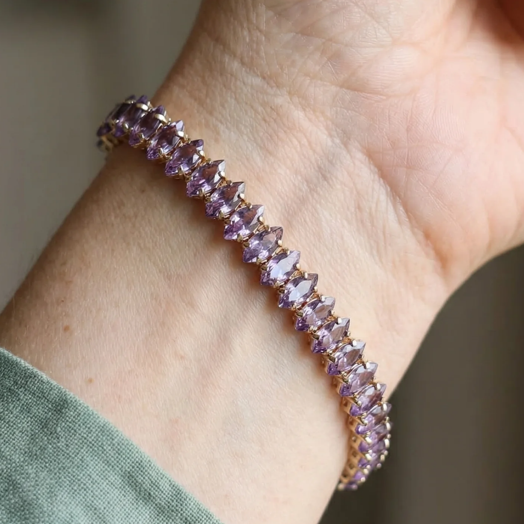 Ametyst Marquise Tennisarmbånd | Guld