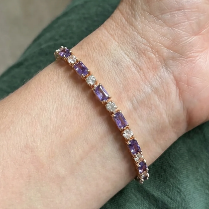 Ametyst Prisme Tennisarmbånd | Rosaguld
