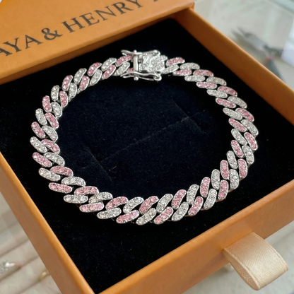 Arctic Blush Cuban Armbånd | Hvidguld