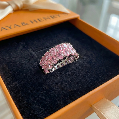 Blush Cascade Eternity Ring | Hvidguld