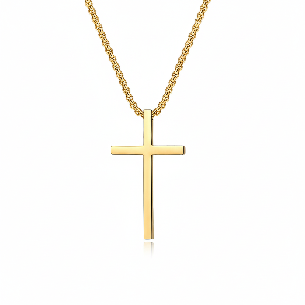 Bezel Kors Halskæde | Guld