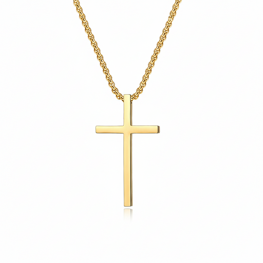 Bezel Kors Halskæde | Guld