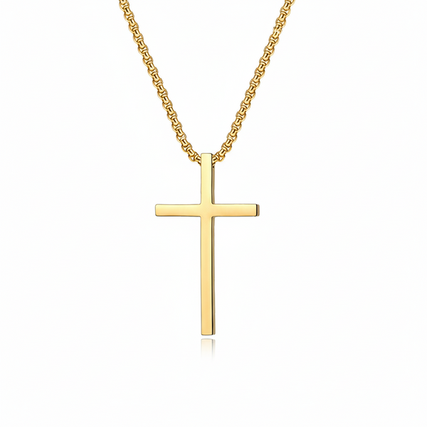 Bezel Kors Halskæde | Guld