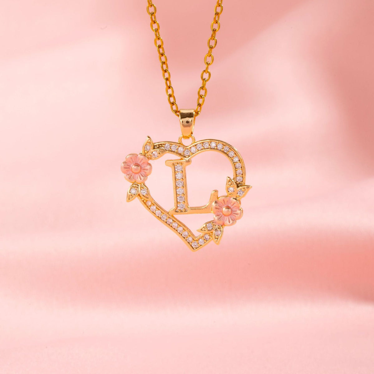 Floral Charm Initial Halskæde | Guld