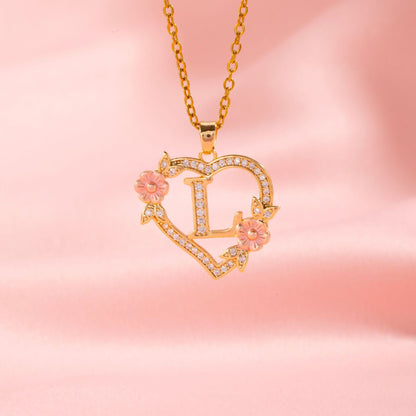 Floral Charm Initial Halskæde | Guld