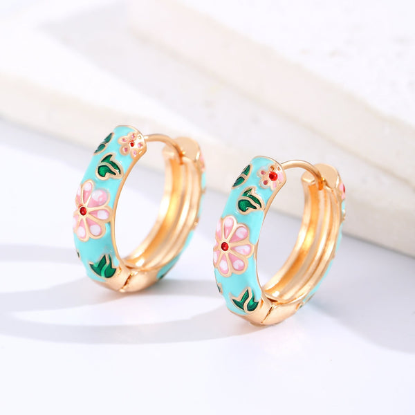 Colorful Floral Kreoler | Guld