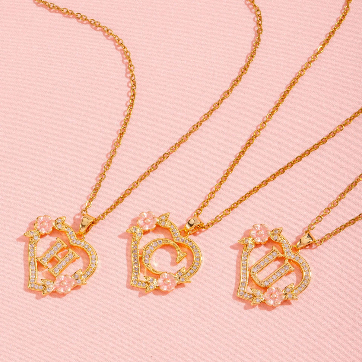 Floral Charm Initial Halskæde | Guld