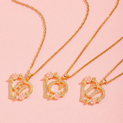 Floral Charm Initial Halskæde | Guld