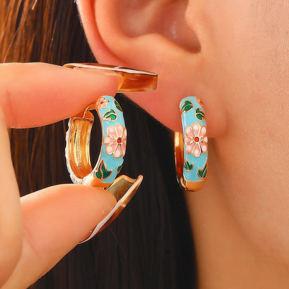 Colorful Floral Kreoler | Guld
