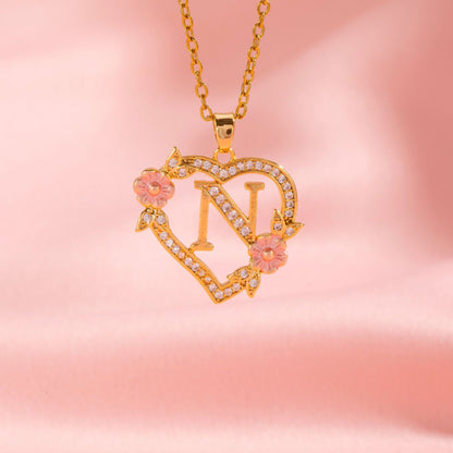 Floral Charm Initial Halskæde | Guld
