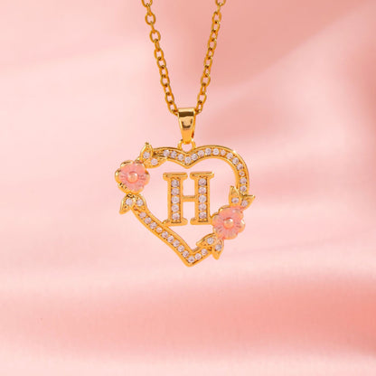 Floral Charm Initial Halskæde | Guld