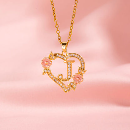 Floral Charm Initial Halskæde | Guld