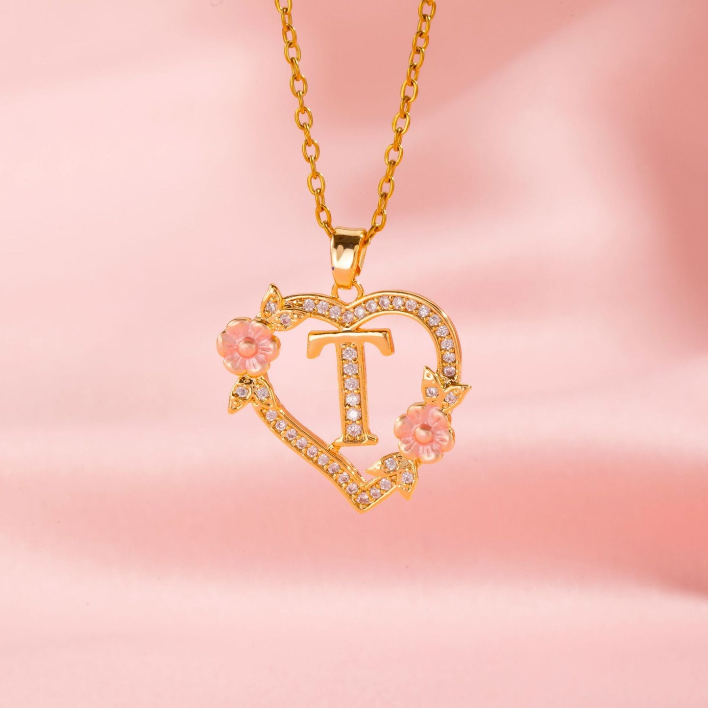 Floral Charm Initial Halskæde | Guld