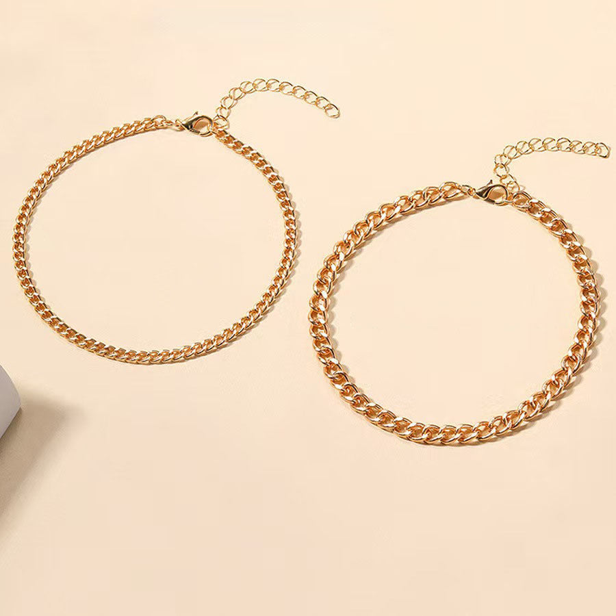 Flerrækket Cuban Link Fodlænke | Guld