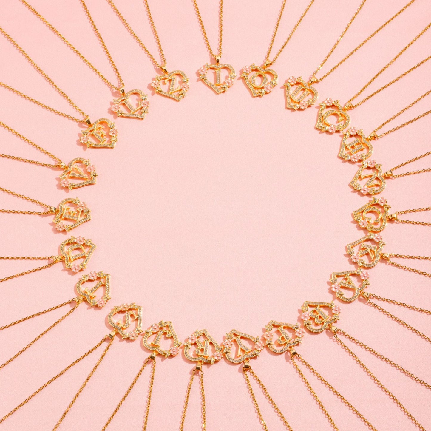 Floral Charm Initial Halskæde | Guld