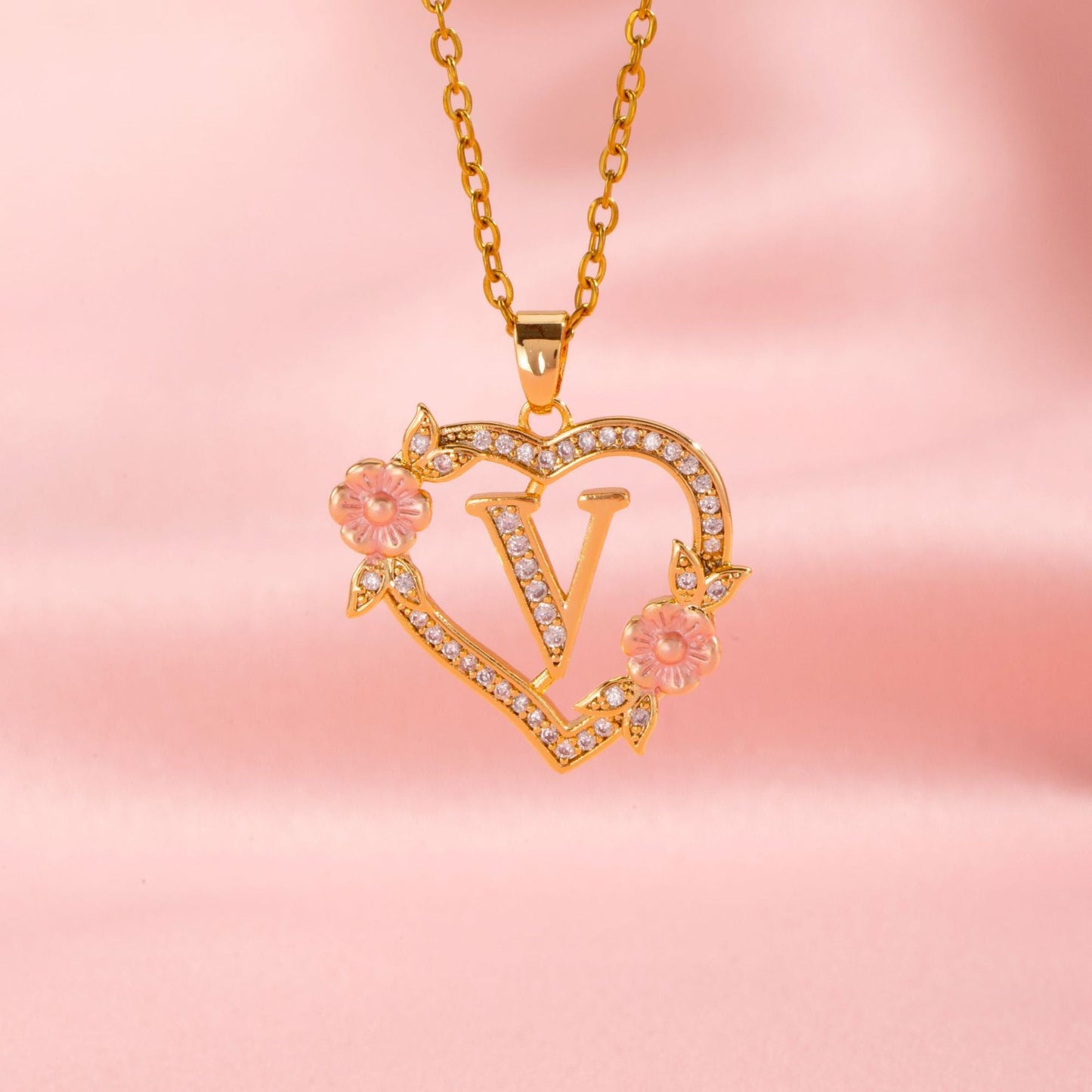 Floral Charm Initial Halskæde | Guld
