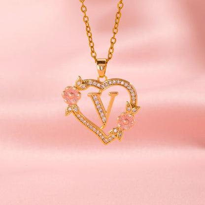 Floral Charm Initial Halskæde | Guld