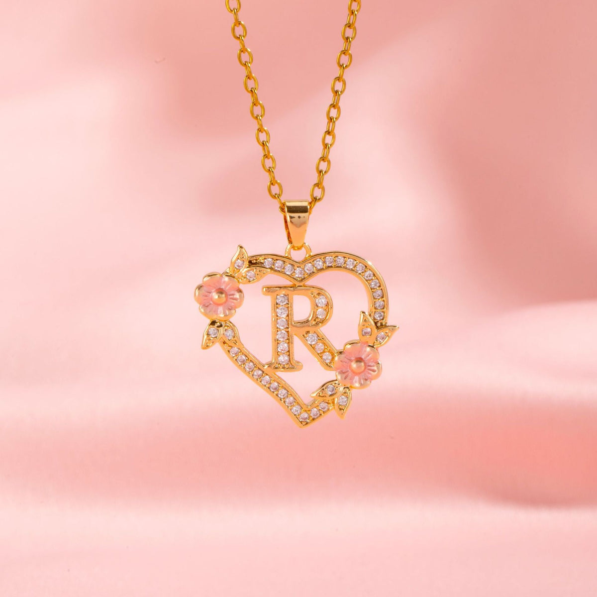 Floral Charm Initial Halskæde | Guld