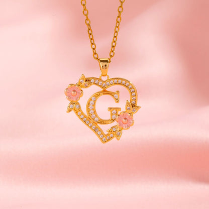 Floral Charm Initial Halskæde | Guld