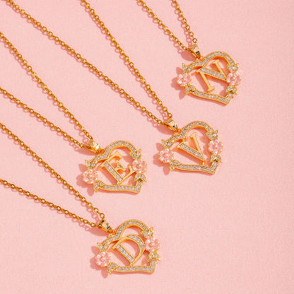 Floral Charm Initial Halskæde | Guld