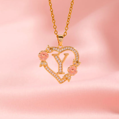 Floral Charm Initial Halskæde | Guld