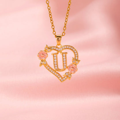 Floral Charm Initial Halskæde | Guld