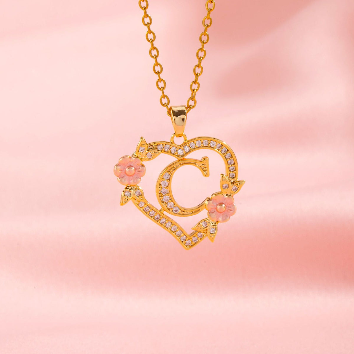 Floral Charm Initial Halskæde | Guld