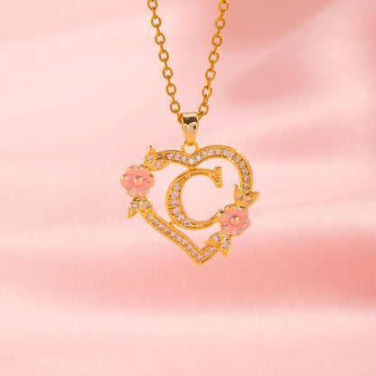 Floral Charm Initial Halskæde | Guld