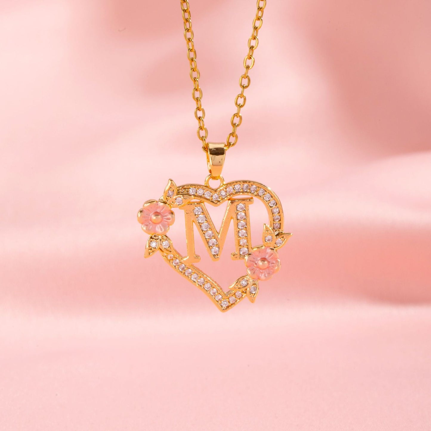 Floral Charm Initial Halskæde | Guld