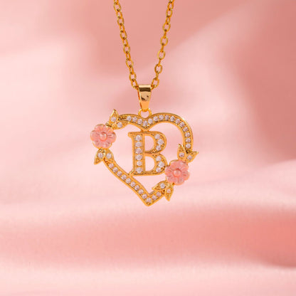 Floral Charm Initial Halskæde | Guld