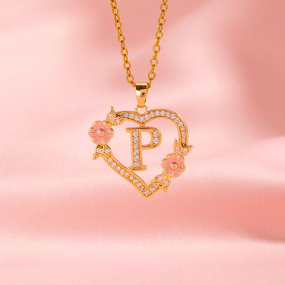 Floral Charm Initial Halskæde | Guld