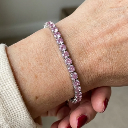 Pink Safir Tennisarmbånd | Hvidguld