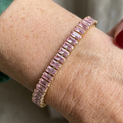 Pink Safir Vertéa Tennisarmbånd | Guld